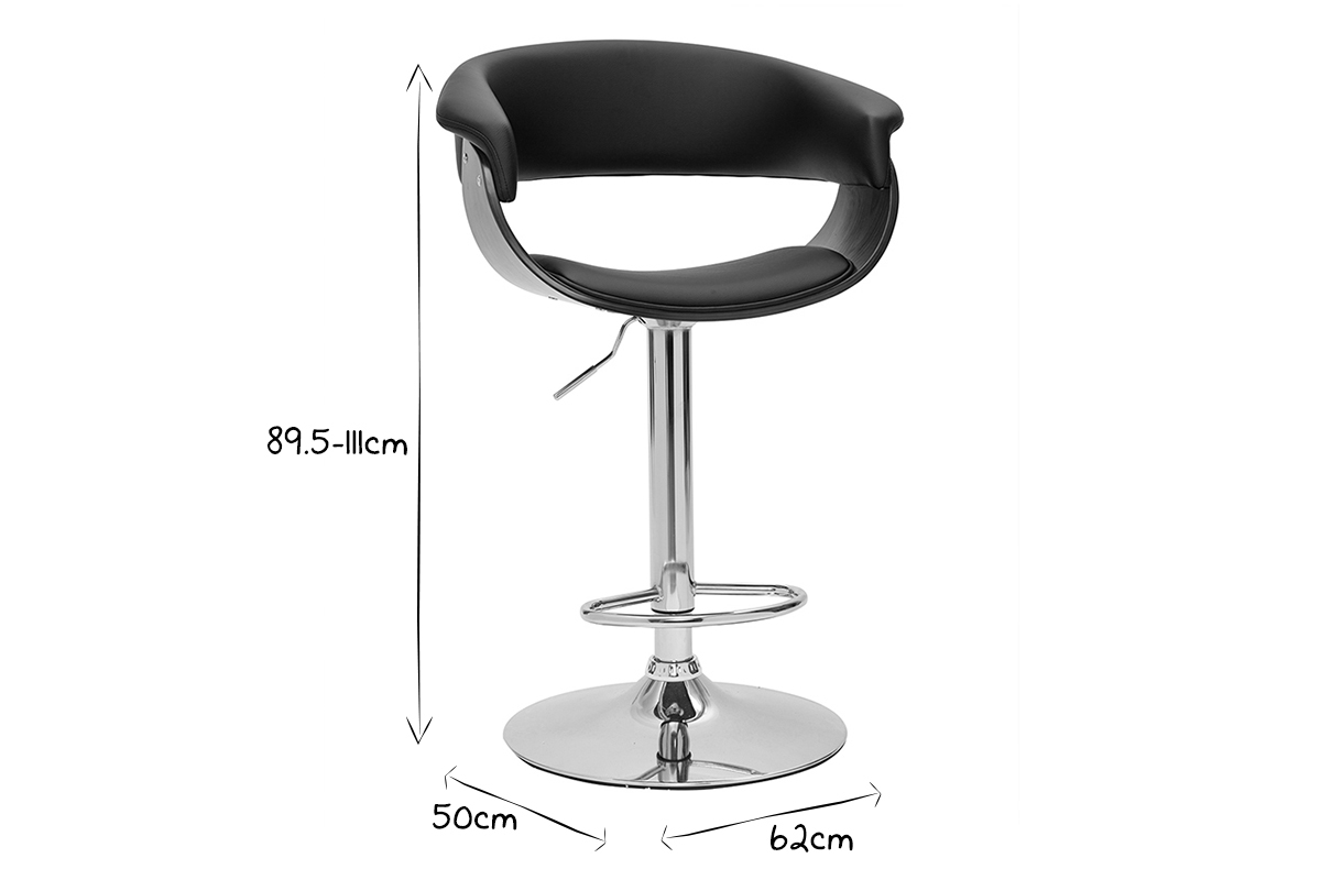 Tabouret de bar design rglable noir et bois fonc OKTAV