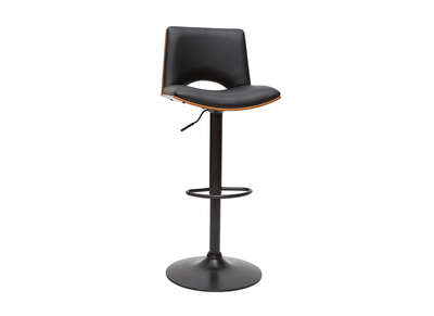 Tabouret de bar design réglable noir et bois foncé PANACH