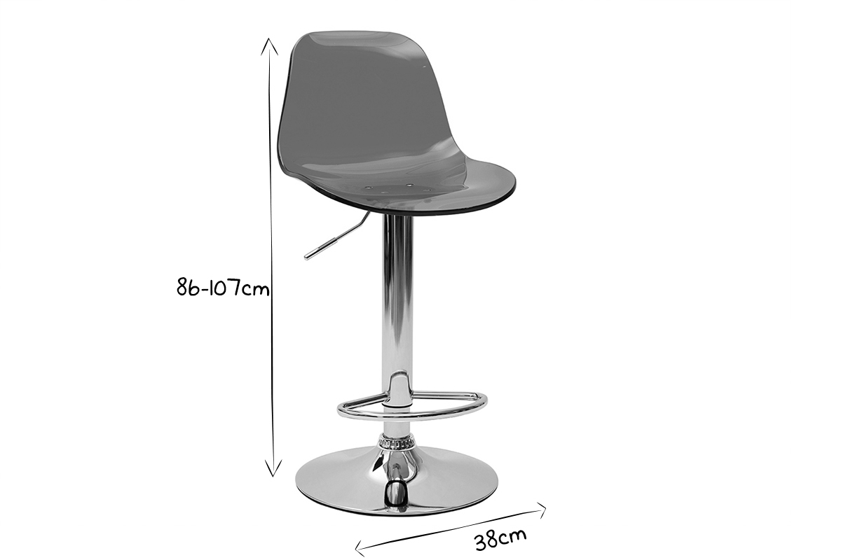 Tabouret de bar design rouge transparent GALILEO
