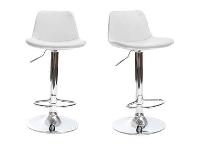 Tabouret de bar design tissu gris clair lot de 2 ZACK