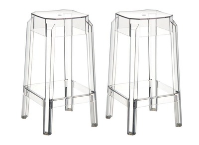 Tabouret de bar design transparent 75cm (lot de 2) CLEAR