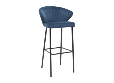 Tabouret de bar design velours bleu 75 cm DALLY