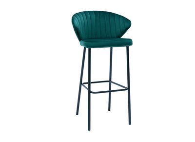 Tabouret de bar design velours bleu pétrole 75cm DALLY -