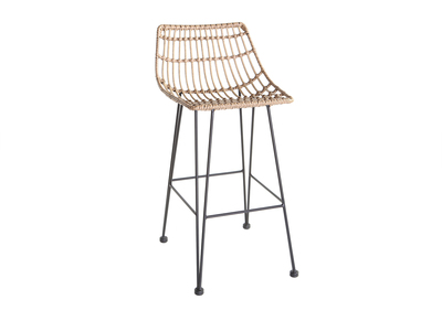 Tabouret de bar en fils de r&eacute;sine fa&ccedil;on rotin H69 cm MAJA