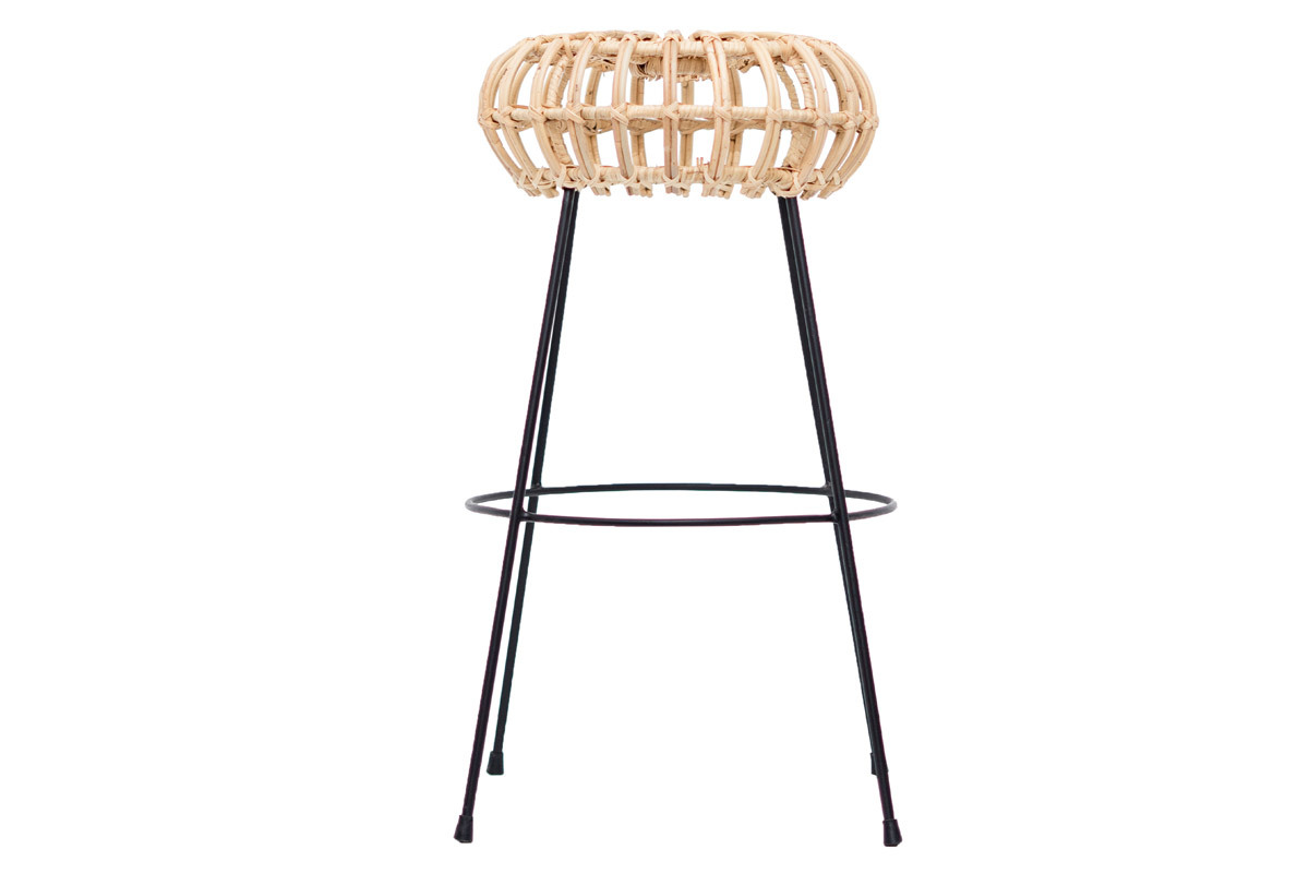 Tabouret de bar en rotin pieds mtal HOLLOW