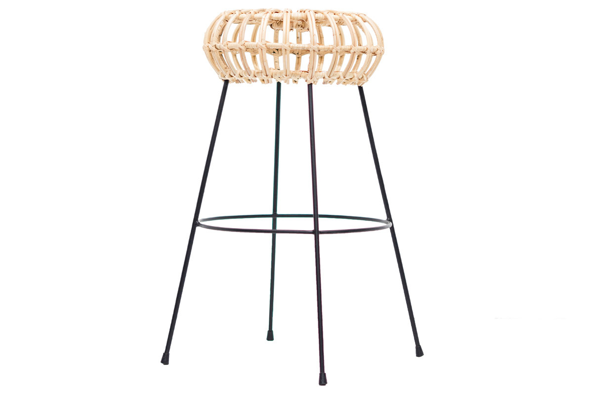 Tabouret de bar en rotin pieds mtal HOLLOW