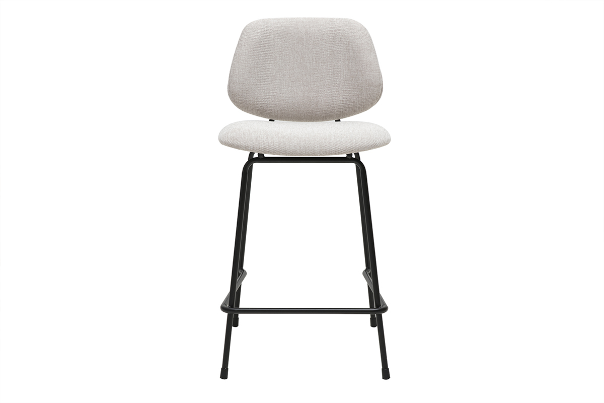 Tabouret de bar en tissu effet velours textur beige et mtal H66.5 cm BARNET
