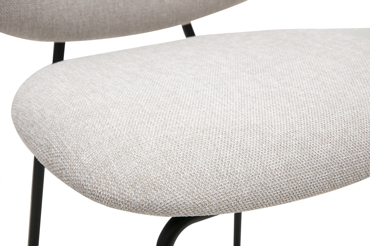 Tabouret de bar en tissu effet velours textur beige et mtal H66.5 cm BARNET