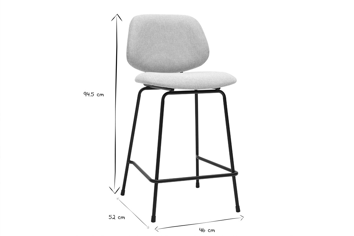Tabouret de bar en tissu effet velours textur beige et mtal H66.5 cm BARNET