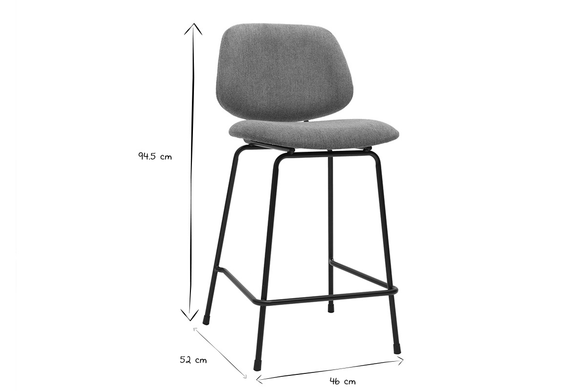Tabouret de bar en tissu effet velours textur terre brle et mtal H66.5 cm BARNET