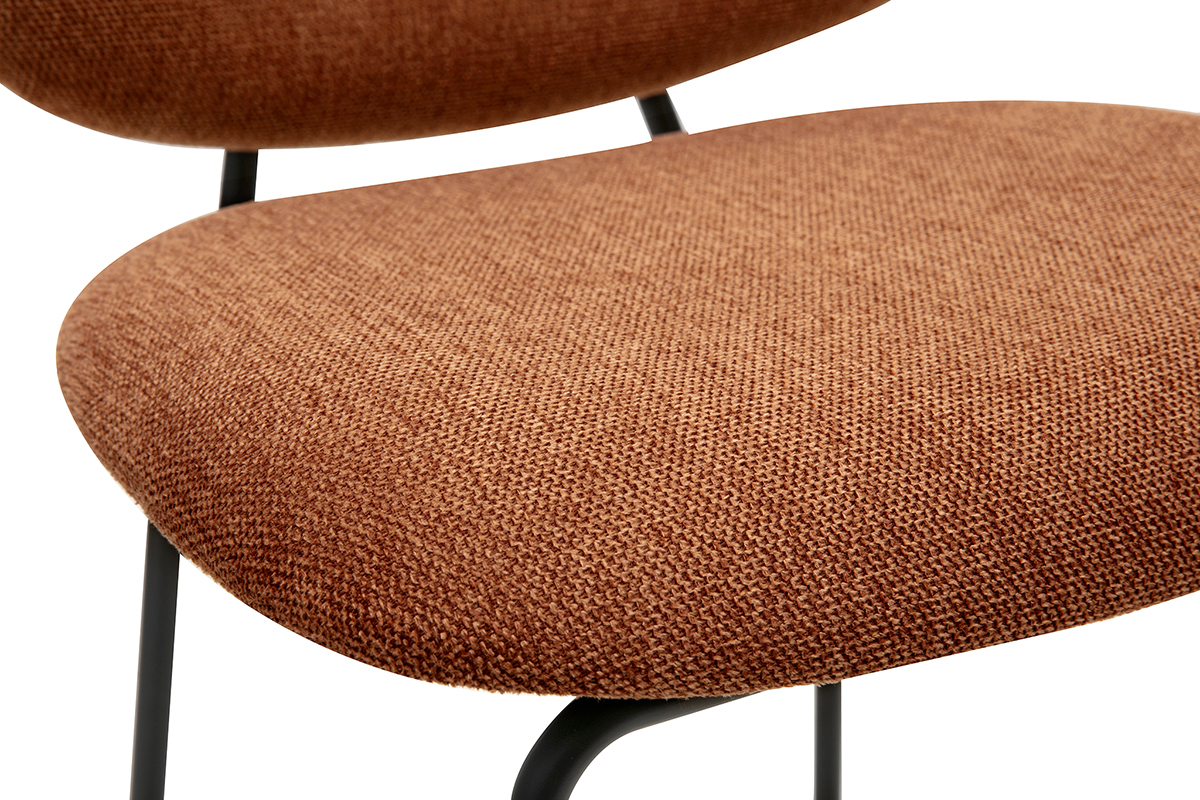 Tabouret de bar en tissu effet velours textur terre brle et mtal H66.5 cm BARNET