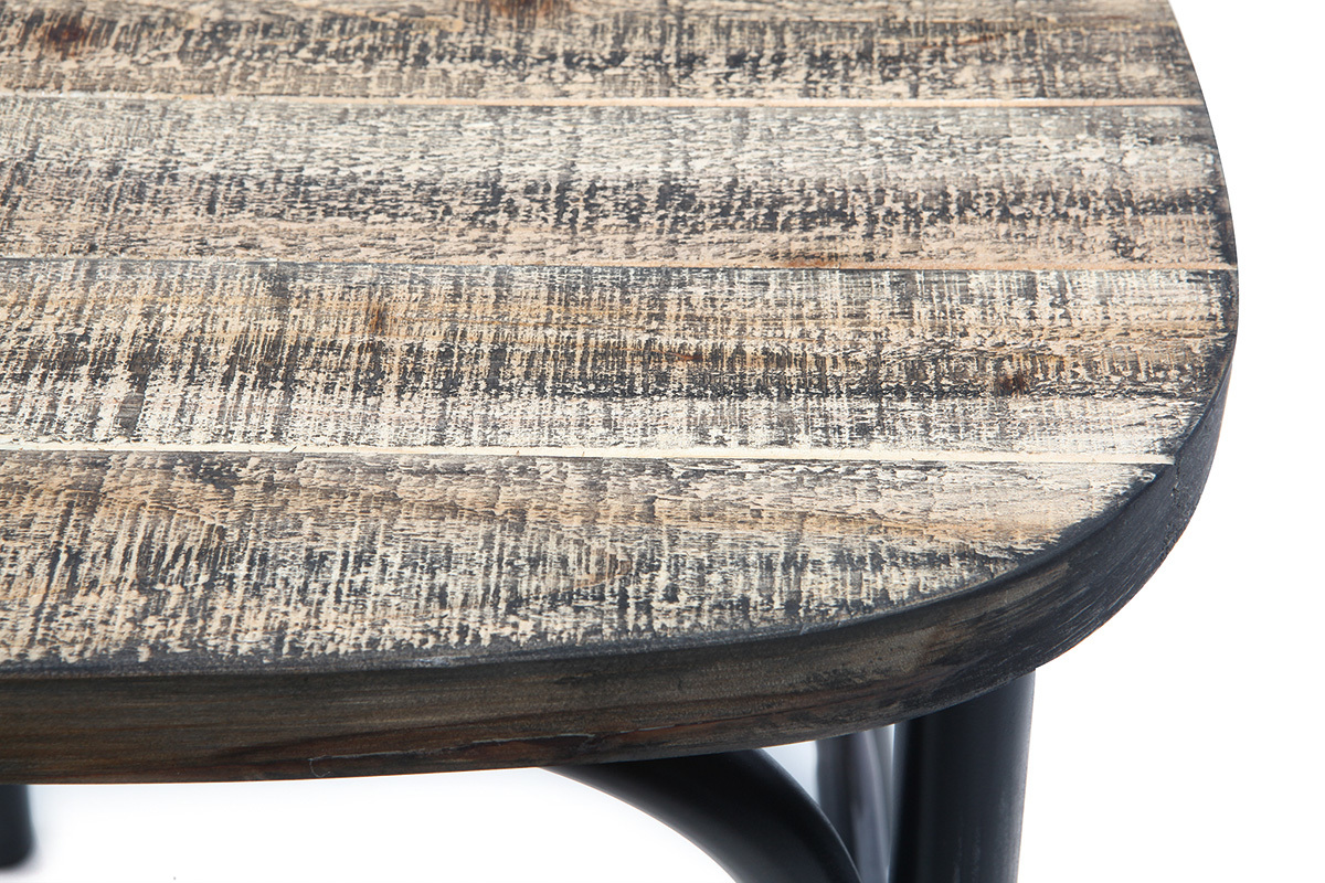 Tabouret de bar industriel en m�tal noir et bois 65 cm JAKE