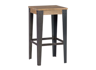 Tabouret de bar industriel m&eacute;tal et bois 65 cm MADISON