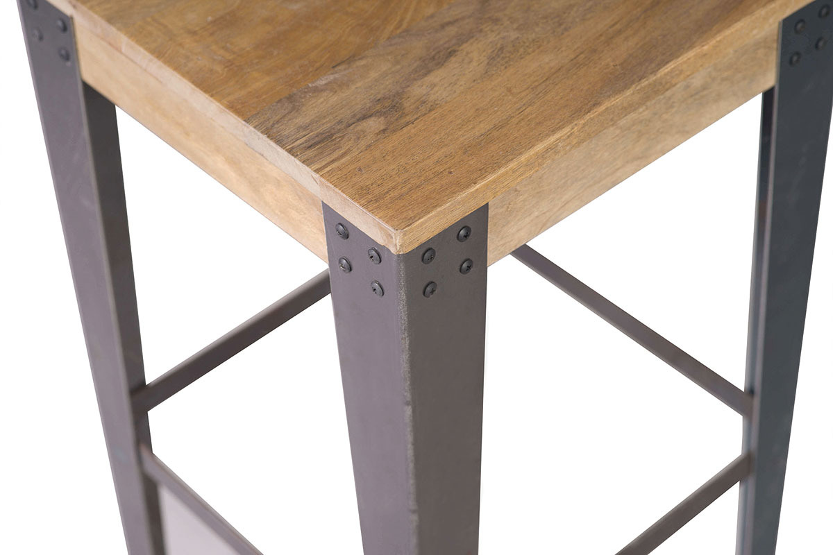 Tabouret de bar industriel mtal et bois manguier massif H65 cm MADISON