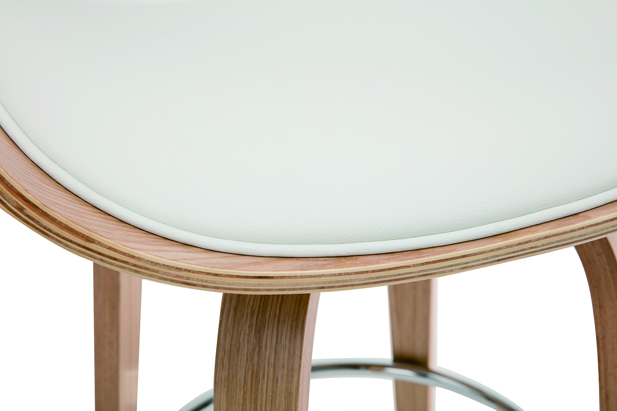 Tabouret de bar pivotant blanc et bois clair H69 cm BENT