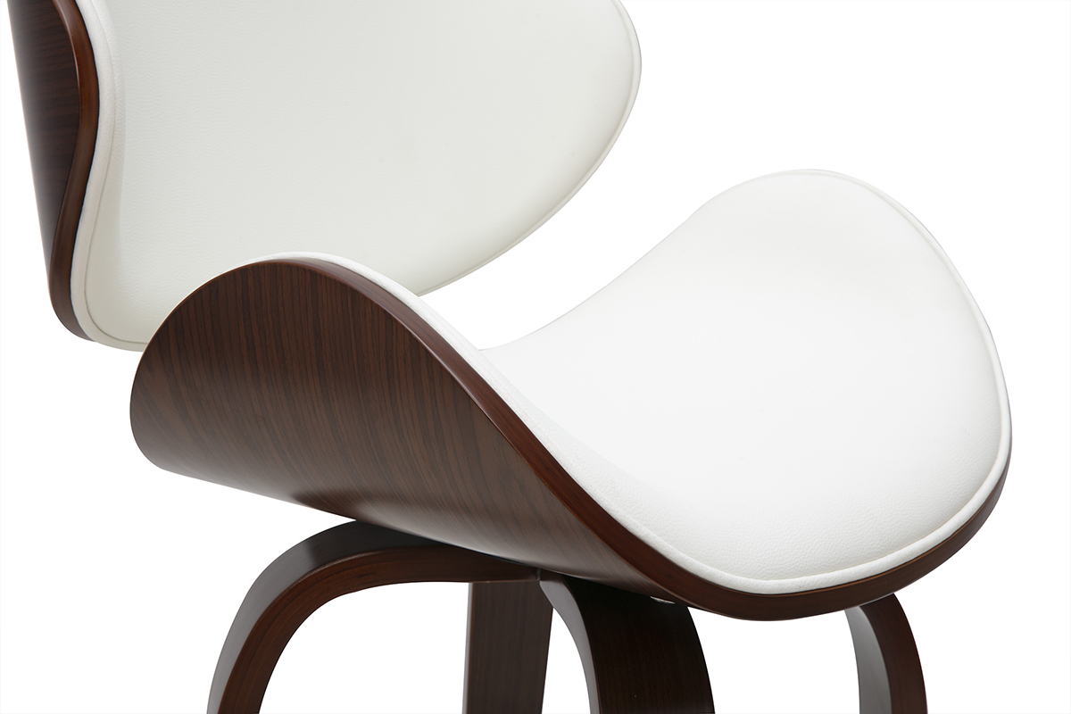 Tabouret de bar pivotant blanc et bois fonc 65 cm WALNUT