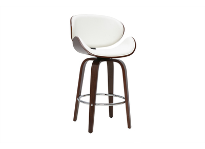 Tabouret de bar pivotant blanc et bois foncé 65 cm WALNUT