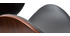 Tabouret de bar pivotant noir et bois foncé 65 cm WALNUT