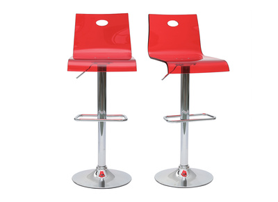 Tabouret de bar plexiglas rouge transparent SATURNE (lot de 2)