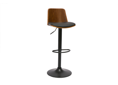 Tabouret de bar réglable noir et bois foncé DOA