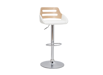 Tabouret de bar relevable design blanc et chêne PERNIK