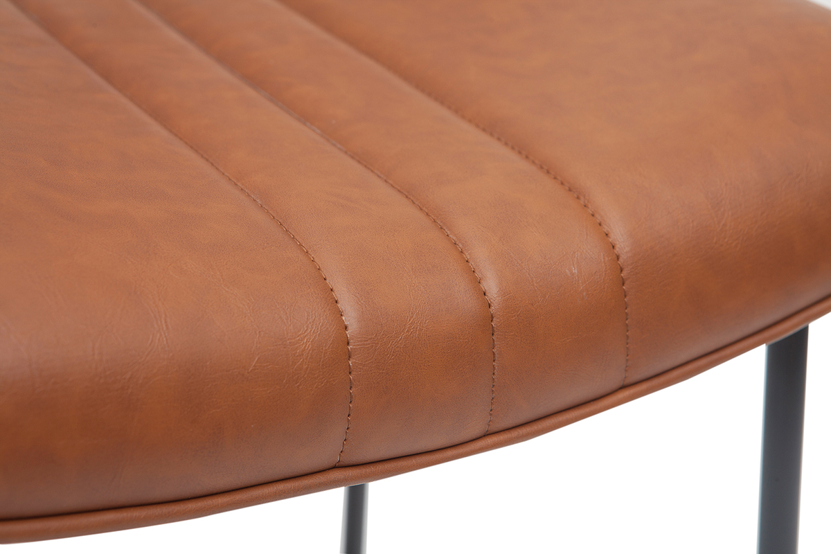 Tabouret de bar vintage marron clair et mtal H67 cm GOTHAM
