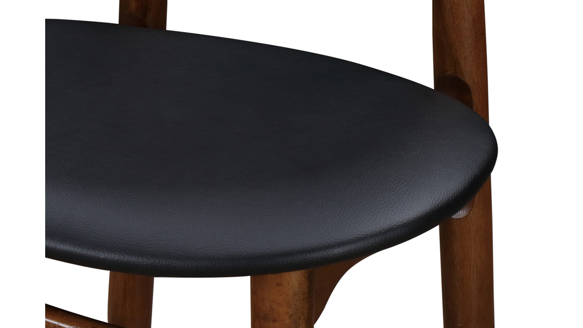 Tabouret de bar vintage noyer et PU noir 65 cm (lot de 2) WALFORD