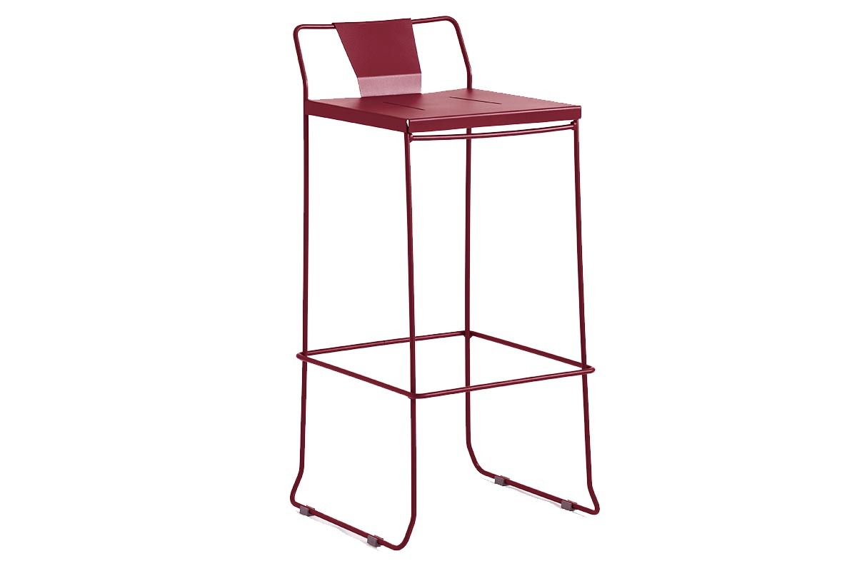 Tabouret ext�rieur design m�tal rouge 65cm TENERIFE