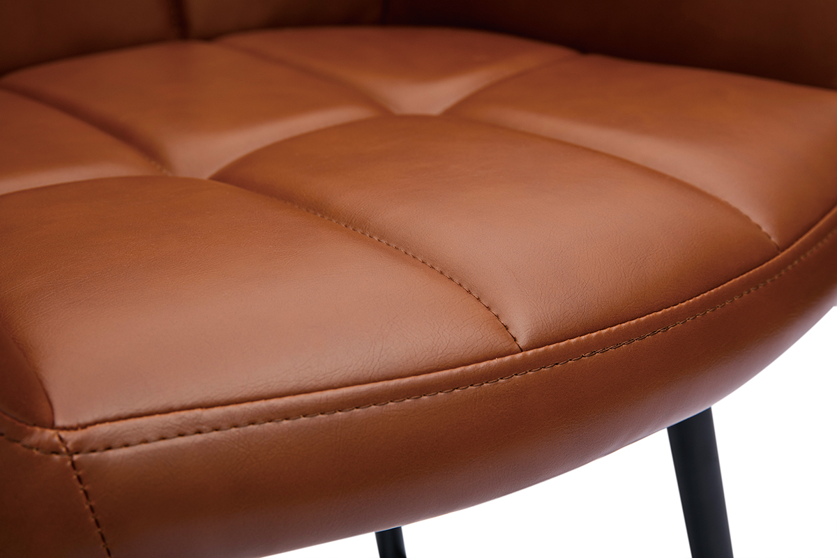 Tabourets de bar avec siges matelasss marron et mtal noir (lot de 2) MONTERO