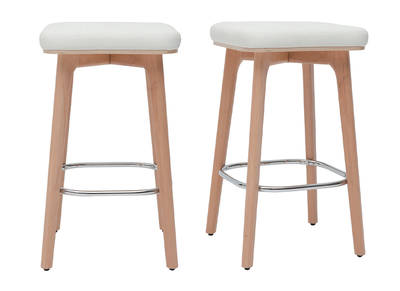 Tabourets de bar blancs et bois clair 65 cm (lot de 2) GRAMMA