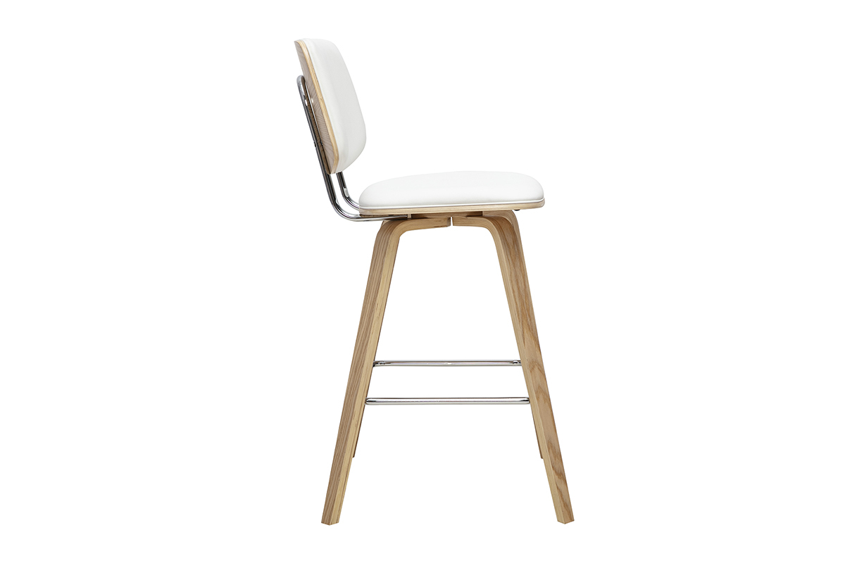 Tabourets de bar blancs et bois clair H66 cm (lot de 2) SEGUR