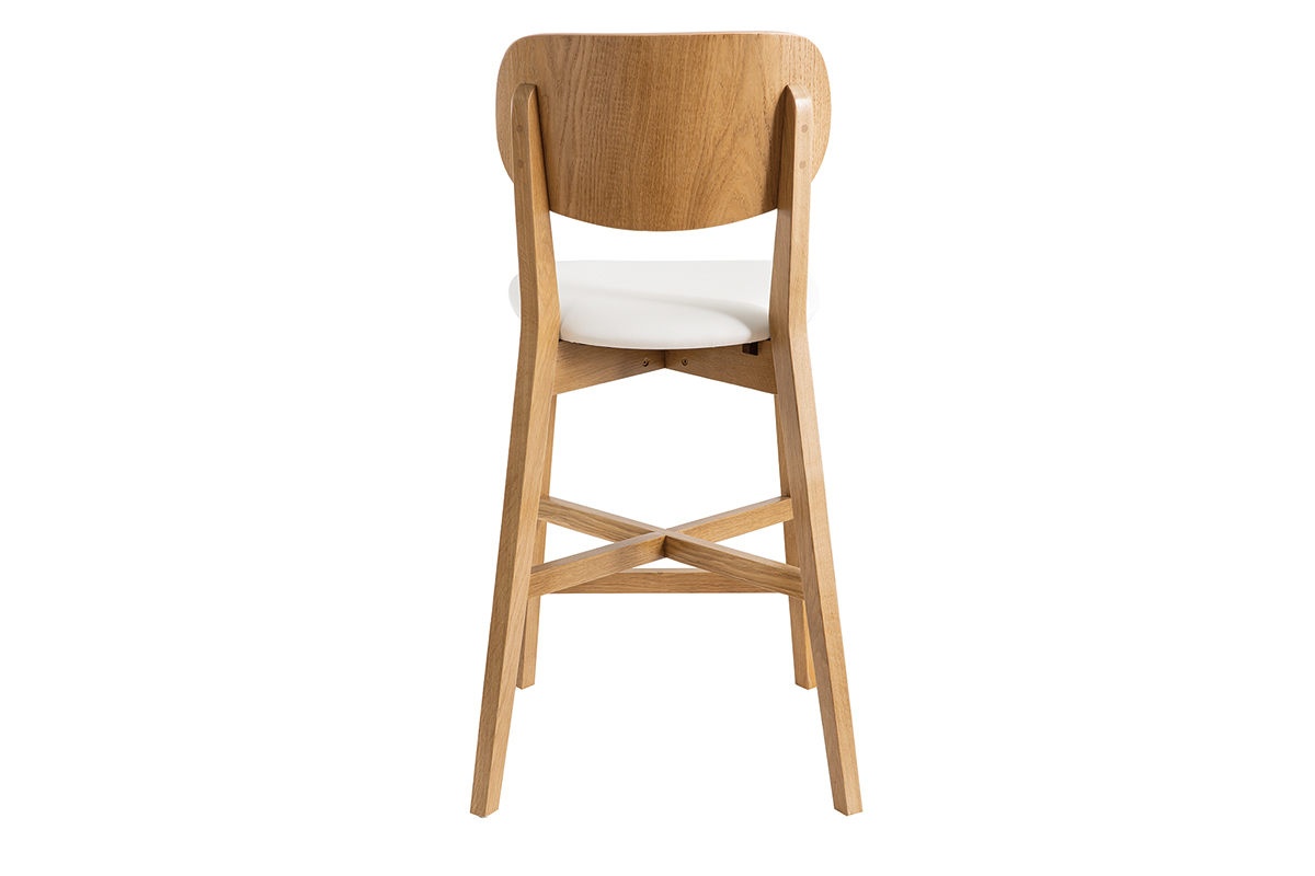 Tabourets de bar bois chne et blanc H65 cm (lot de 2) LUCIA