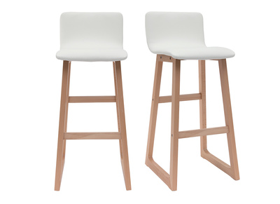 Tabourets de bar bois clair et PU blanc 72 cm (lot de 2) OSAKA