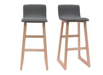 Tabourets de bar bois clair et tissu gris 72cm lot de 2 OSAKA
