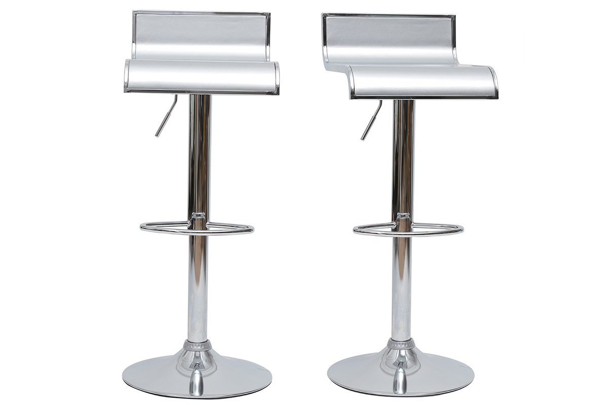 Tabourets de bar design argent WAVES (lot de 2)