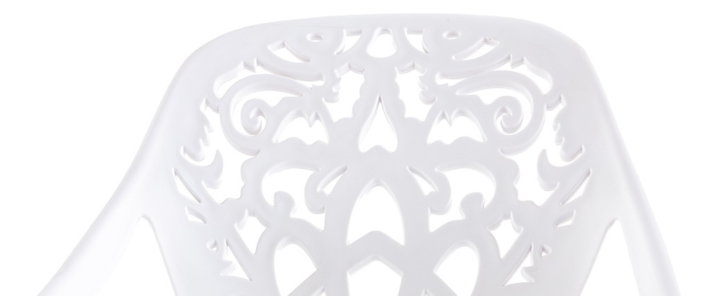 Tabourets de bar design avec motif baroque blanc (lot de 2) BAROCCA