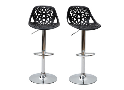 Tabourets de bar design avec motif baroque noir (lot de 2) BAROCCA