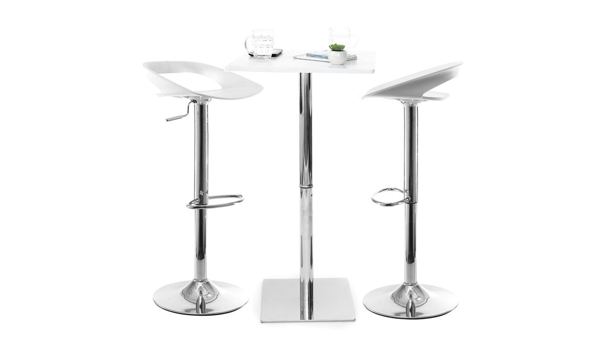 Tabourets de bar design blanc (lot de 2) PHENIX