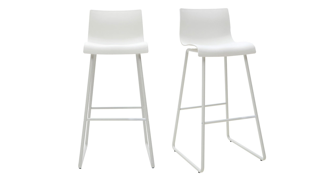 Tabourets de bar design blanc 76 cm (lot de 2) ONA