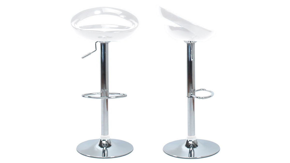 Tabourets de bar design blancs (lot de 2) COMET