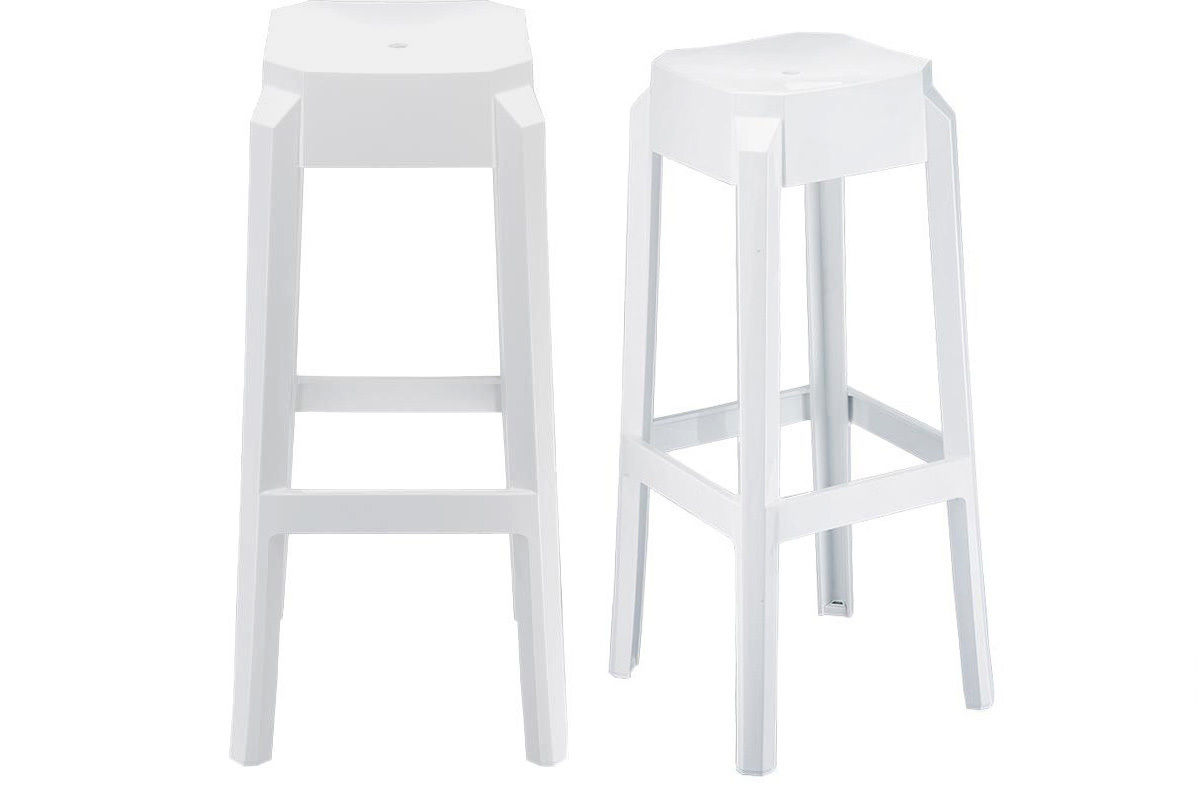 Tabourets de bar design blancs 75 cm (lot de 2) CLEAR