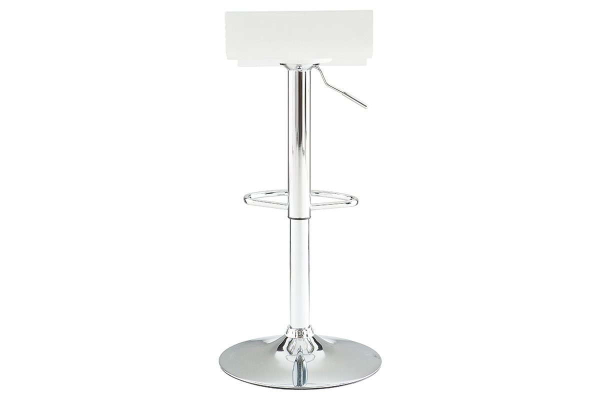 Tabourets de bar design blancs et acier chrom (lot de 2) SURF V2