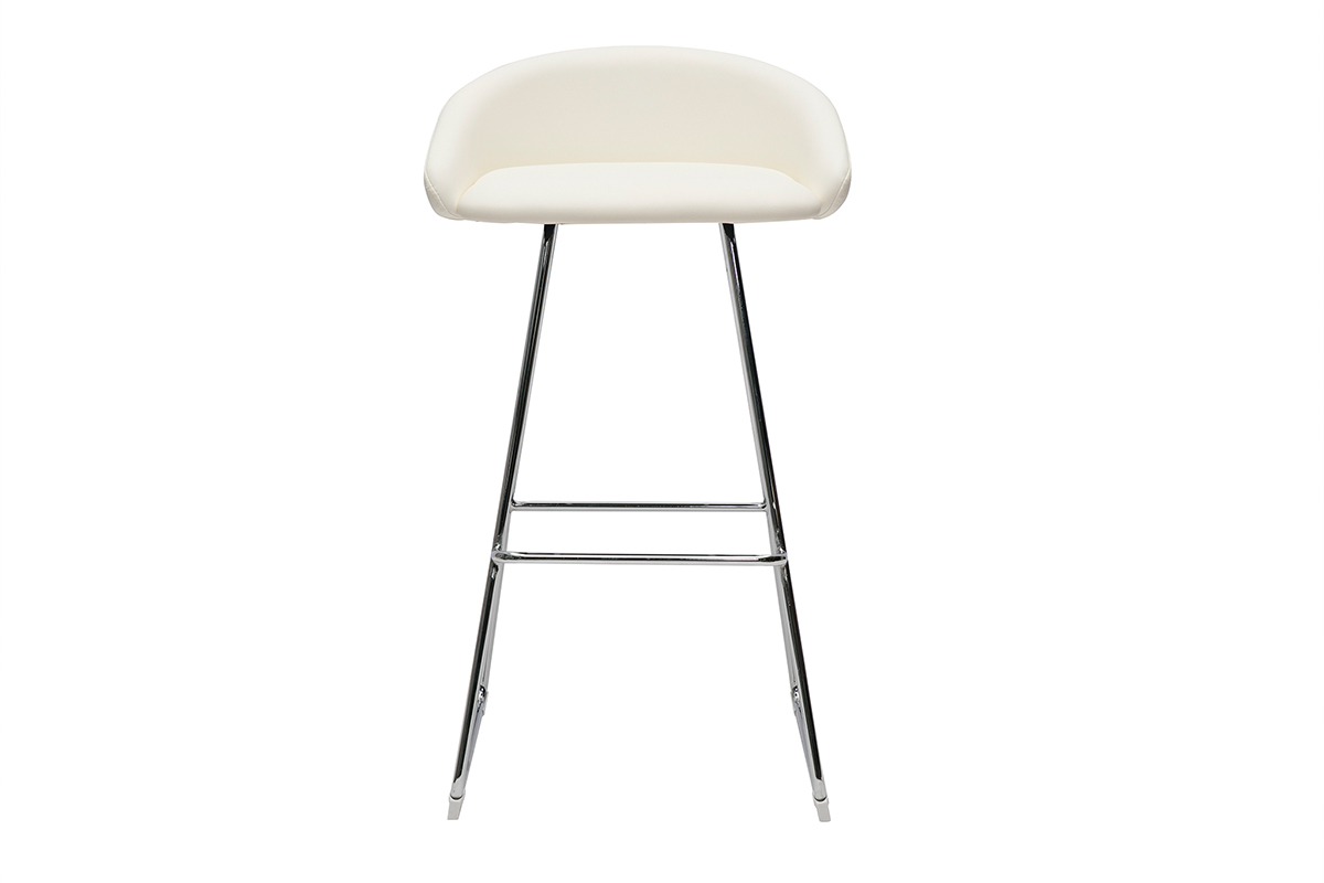 Tabourets de bar design blancs et mtal chrom H75 cm (lot de 2) REYNOLD