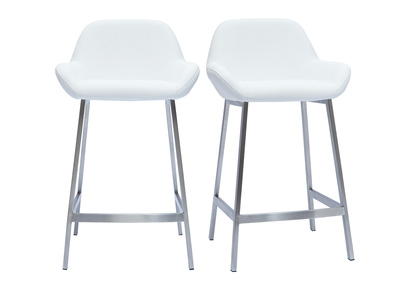Tabourets de bar design blancs et pieds métal (lot de 2) RINGER