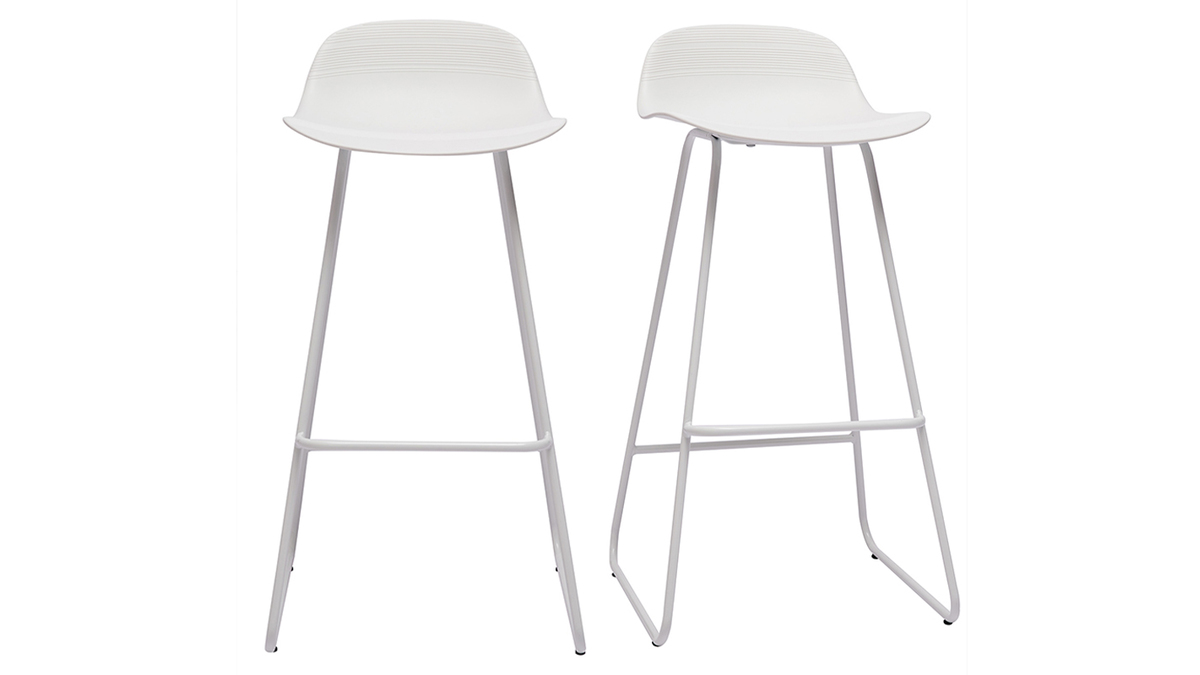 Tabourets de bar design blancs H71 cm (lot de 2) ELLA