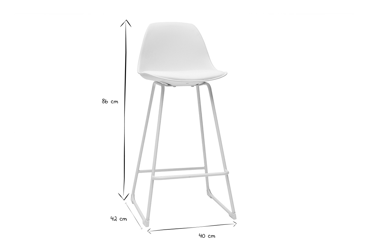 Tabourets de bar design blancs pieds mtal 66 cm (lot de 2) FRANZ