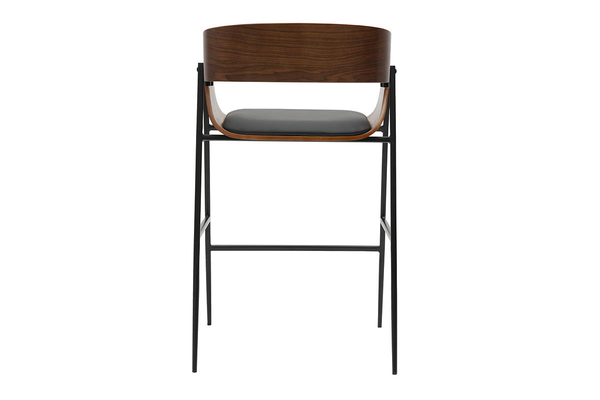 Tabourets de bar design bois fonc et mtal noir (lot de 2) WESS