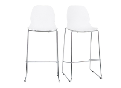 Tabourets de bar design empilables blancs 76.5 cm - lot de 2 TROCADERO - Tabourets de bar design empilables blancs 76.5 cm - lot de 2 TROCADERO