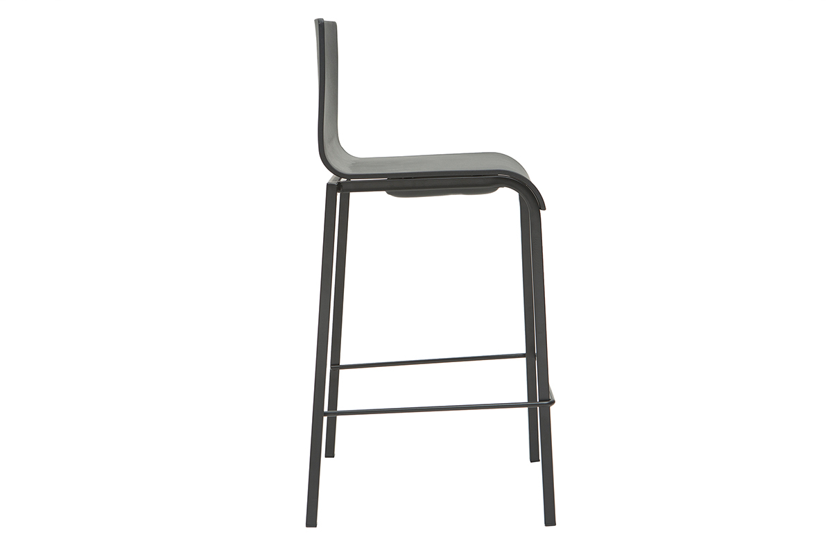 Tabourets de bar design empilables noirs H65 cm (lot de 2) KUPA