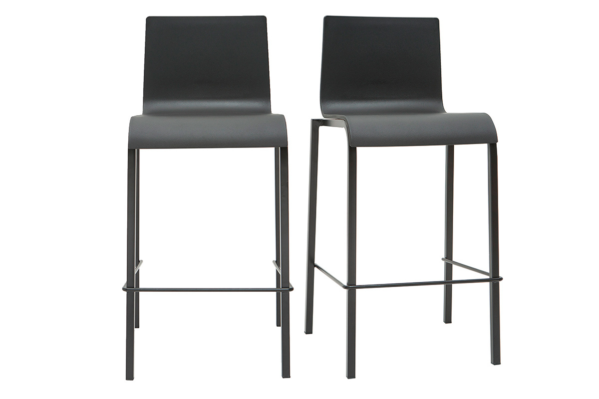 Tabourets de bar design empilables noirs H65 cm (lot de 2) KUPA